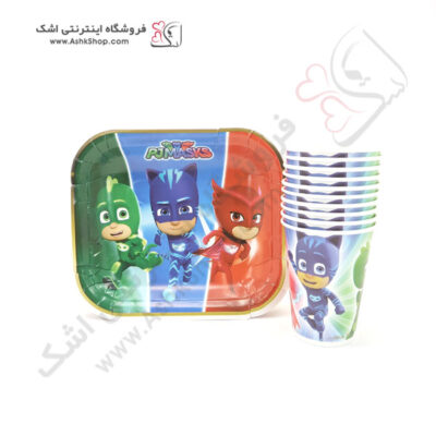 تمتولد تولدی تم تولد پی جی مسک بشقاب لیوان pjmasks